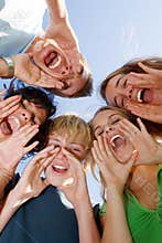 Group happy teens or teenagers