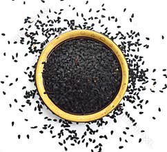 Seed of Nigella sativa or fennel flower, nutmeg flower, black caraway, Roman coriander, black cumin, blackseed, black caraway, Bun