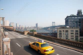 Cabs crossing brooklyn bridge