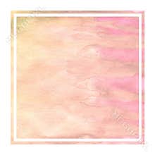 Warm yellow hand drawn watercolor rectangular frame background texture with stains
