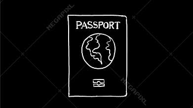 Passport stamped with visa drawing 2 d animation