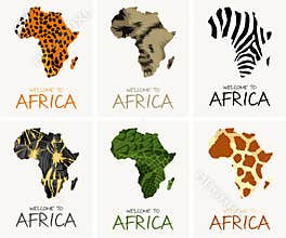 Vector set with african textures map illustration