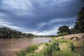 Olifant river scenery in stormy day in Kruger National park, South Africa