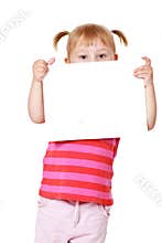 Little girl with white board