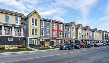 DELTA, CANADA - February 24, 2019 : street view of fishing village Ladter small town suburb of Vancouver