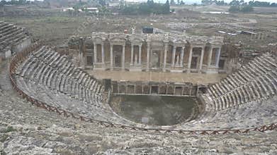 Ruins of ancient Greek-Roman amphitheatre in Myra, old name - Demre, Turkey. Myra is an antique town in Lycia where the