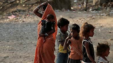 Dirty poor indian village children.