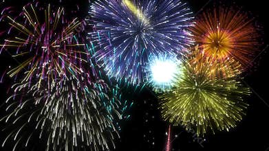 Looping Multicolored Isolated Fireworks Grand Finale