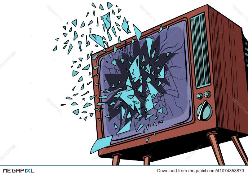Tv Explodes Broken Screen Stock Images by Megapixl