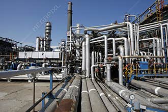 Oil refinery pipes