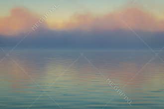 Fog creates a muted palette at dawn on Silver Lake, Castile, NY, in early fall