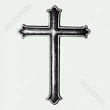 Hand drawn crucifix isolated on background