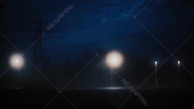 Timelapse of scenic busy dark foggy night highway. Stunning mysterious cinematic shot. Delivery logistics business.