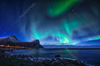 Aurora borealis on sky in Norway