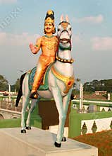 The king raja raja chola statue in the Grand old dam of Kallanai constructed by king karikala chola with granite stone.