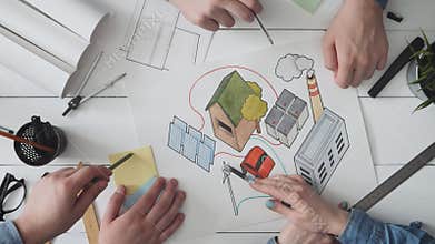 Engineering team working on a renewable energy concept