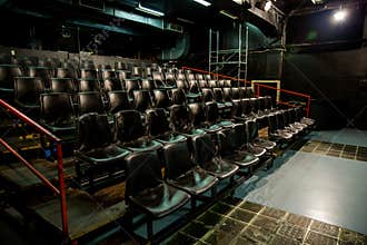 Black leather Chairs in Empty Small Theater