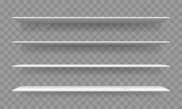 Shelf white blank 3D realistic vector bookshelf