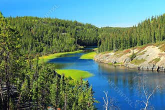 Beautiful Cameron River below Cameron Falls, Hidden Lake Territorial Park, Northwest Territories, Canada