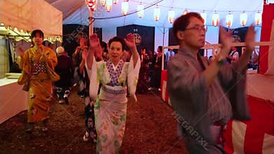 Traditional Japanese dance at an annual feast at Hie Shrine in Tokyo - TOKYO / JAPAN - JUNE 15, 2018