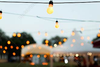 Warm light bulbs at the evening event