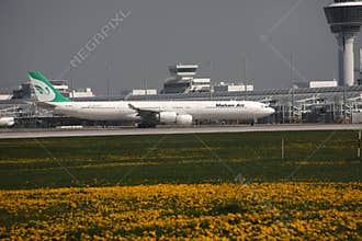 Mahan Air taxiing on Munich Airport, MUC