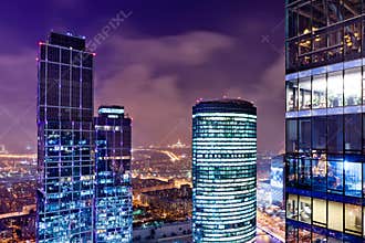 City view at dusk