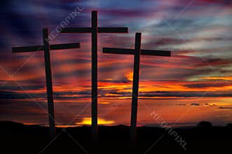 Crosses at Sunset