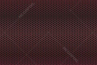 Vector Abstract Shining Red Hexagonal Metal Mesh in Black Background