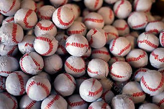 Baseball chocolate candies texture background