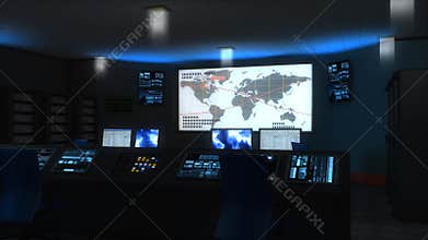 Artist impression command center control room.
