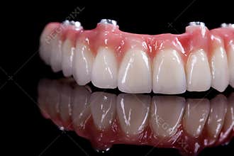 Beautiful upper teeth ceramic press ceramic crowns and veneers on the dental stone model zircon arch ceramic prothesis Implants .