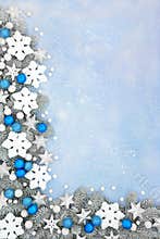 Magical Christmas Snow Star and Snowflake Border