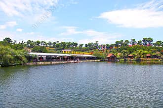 Floating market in Lembang, Bandung, Indonesia.