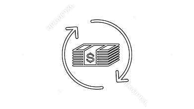 Grey Refund money line icon on white background. Financial services, cash back concept, money refund, return on