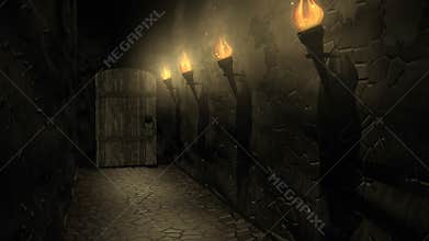 Medieval castle passageway.