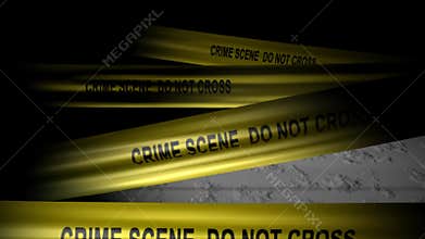 Police crime scene tape, no trepass, murder.