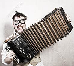 Steampunk accordion player