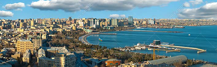 Baku and Caspian Sea Panorama