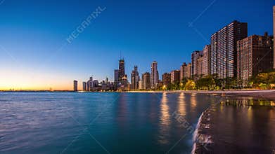 Chicago, Illinois, USA downtown city skyline on Lake Michigan