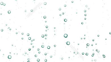Air underwater bubbles floating and rising under transparent water isolated on white background.