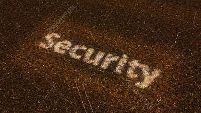 Abstract technological background with a word security, concept of hacking and cyber attacks. Animation. Visualization