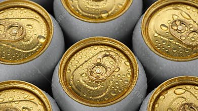 Beer. cold aluminum cans close up. Many cans of beer or other drinks