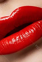 Macro tasty lips and fashion lipstick make-up