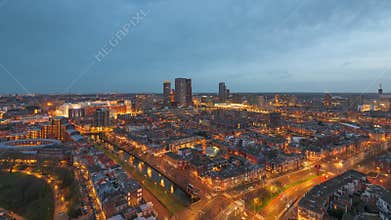 The Hague, Netherlands Cityscape at Dawn