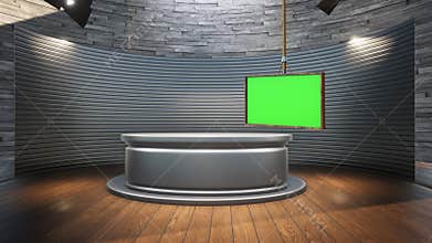 3D Virtual TV Studio News , TV On Wall.3D Virtual News Studio Background