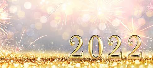 2022 New Year Celebration - Golden Numbers On Glitter