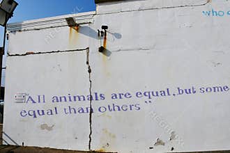 Famous George Orwell Mural, Southwold Pier, Suffolk, England, UK