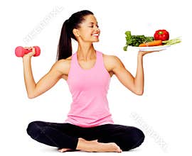 Vegetable exercise woman