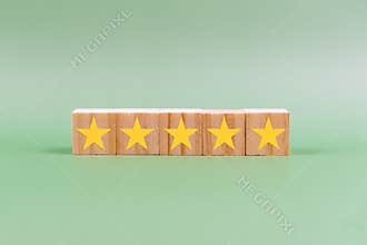 5 star rating on wood block